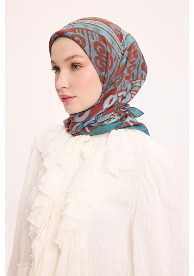 Silk Home Dört Mevsim Antik Motif Viskon Velora Eşarp 6420 Koyu Cam Göbeği