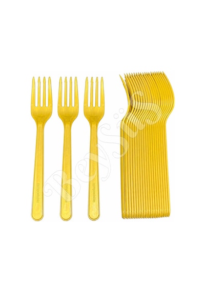 Parti Çatalı Lüks Plastik Gold 24 Adet
