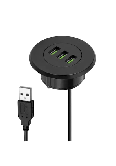 Alfais 6028 Usb 3 Port Hub Masaüstü Gömme Çoklayıcı Çoğaltıcı Kablolu Şarj