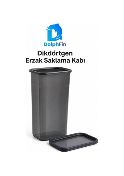Dikdörtgen Erzak Saklama Kabı Siyah 16 11,5 28 Cm