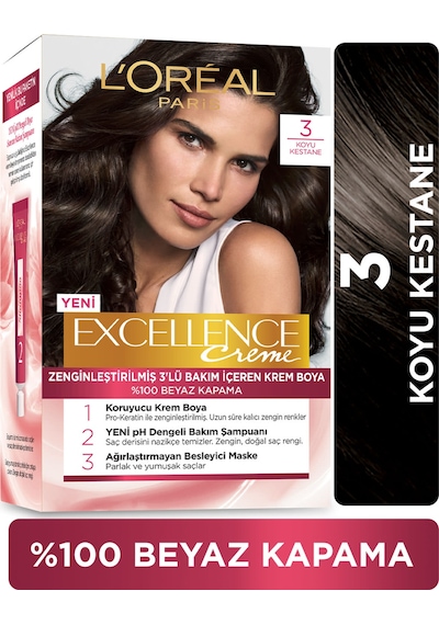 L'Oreal Paris Excellence Creme Koyu Kestane Saç Boyası 3