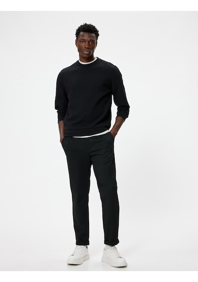 Koton Bisiklet Yaka Sweatshirt Basic Uzun Kollu Dokulu Pamuk Karışımlı Siyah 5wam70032mk Siyah Koton Bisiklet Yaka Sweatshirt Basic Uzun Kollu Dokulu Pamuk Karışımlı Siyah 5wam70032mk Siyah