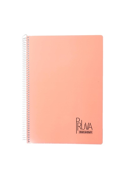 A4 Pet Spiralli Karton Kapaklı Defter 144 Yaprak - Kareli - Turuncu 103 Ivory