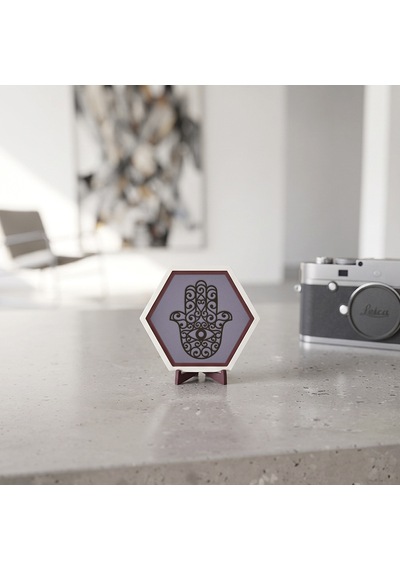 Butik Ve Modern Hamsa Masaüstü Süsü, Sevdikleriniz İçin Anlamlı, Özgün Ve Estetik Bir Hediye Seçeneği 10x10 Cm, Mor