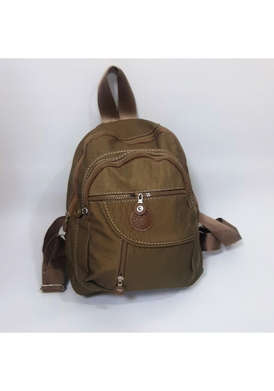 Fiyra S1 Camel Renk Krinkıl Kumaş Dört Bölmeli Bayan Sırt Çantası 001