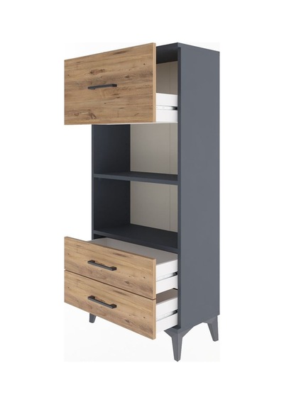 Arges Dolap 2 Raflı 3 Çekmeceli 60x30x134 Antrasit-çam Antrasit