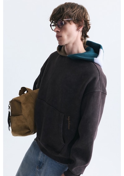 Vamos Boxy Fit Kapüşonlu Sweatshirt Kahve