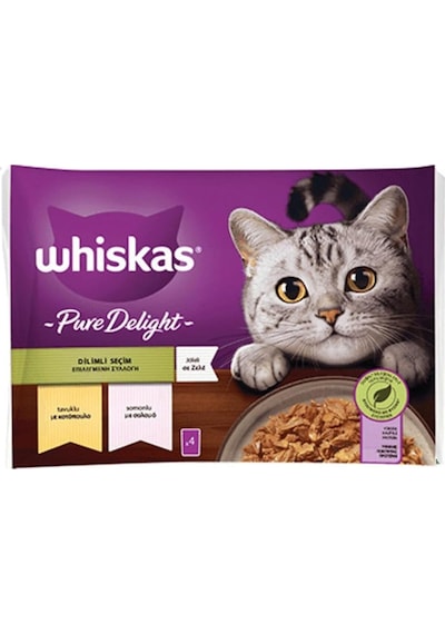 Pouch Pure Delight Jöle İçinde Tavuklu Ve Somonlu Yetişkin Kedi Konservesi 4x85 Gr