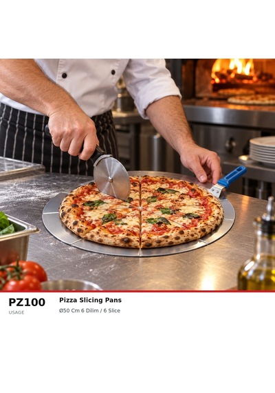 Fida Pizza Dilimleme Tavası 6 Dilim 50 Cm Gümüş