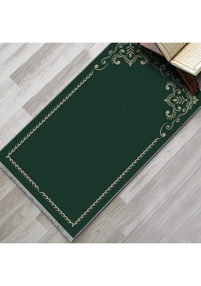 Evaşk Namazlık Dokuma Halı Kaymaz Muslumana Seccade66x113 Yeşil EVASK811D66