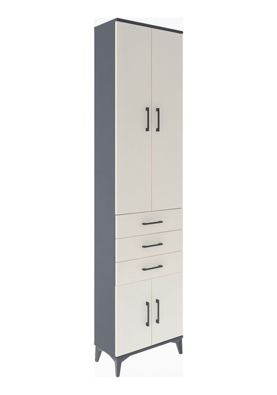 Arges Dolap 5 Raflı 3 Çekmeceli 4 Kapaklı 60x30x243 Antrasit-... Antrasit