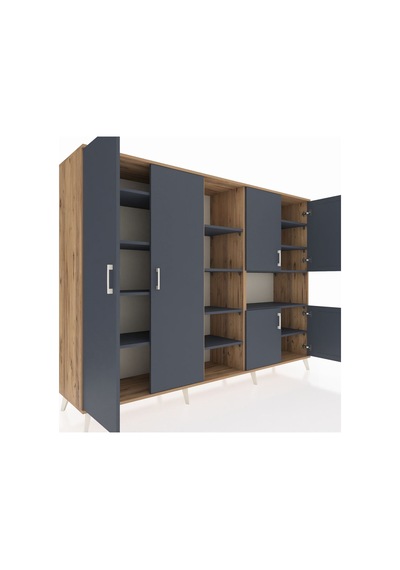 Hyperion Dolap 13 Raflı 6 Kapaklı 220x44x163 Çam-antrasit Antrasit - Atlas Çam Hyperion Dolap 13 Raflı 6 Kapaklı 220x44x163 Çam-antrasit Antrasit - Atlas Çam