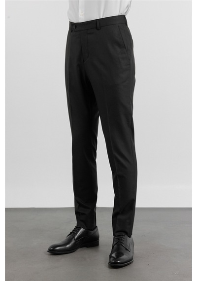 İmza Siyah Gabardin Yan Cep Açık Paça Basic Slim Fit Esnek Classic Pantolon 1003255013