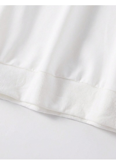 Adrift Letter & Tennis Racket Print Drop Shoulder Sweatshirt Beyaz Beyaz