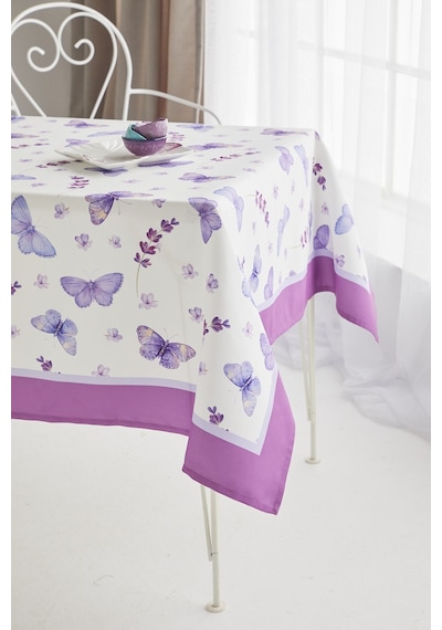 Ays Home Lila Kelebek Desen Kumaş Yemek Masası Örtüsü