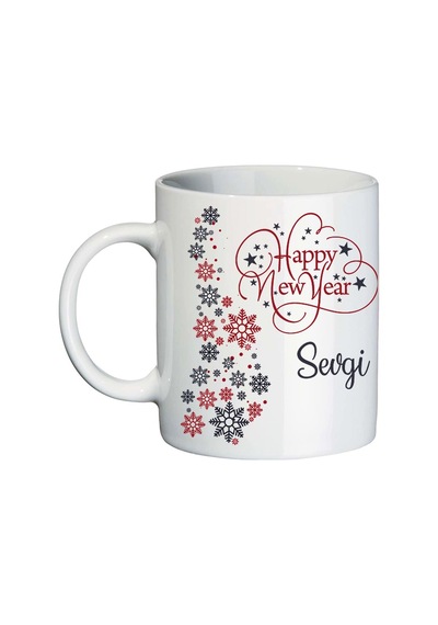 Isimli Happy New Year Hediyelik Yılbaşı Kupa Bardak