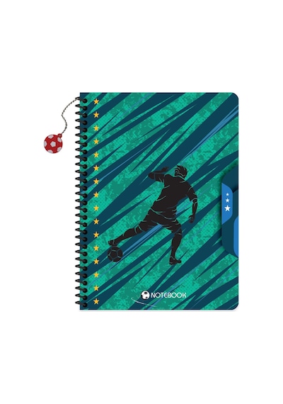 Keskin 16,5 X 22,5 Çizgili Karton Kapak Charmlı Futbol Defter - Yeşil Çok Renkli