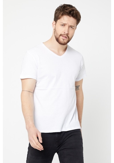 MMetalic Erkek Pamuklu Kısa Kollu V Yaka T-Shirt (501126077)