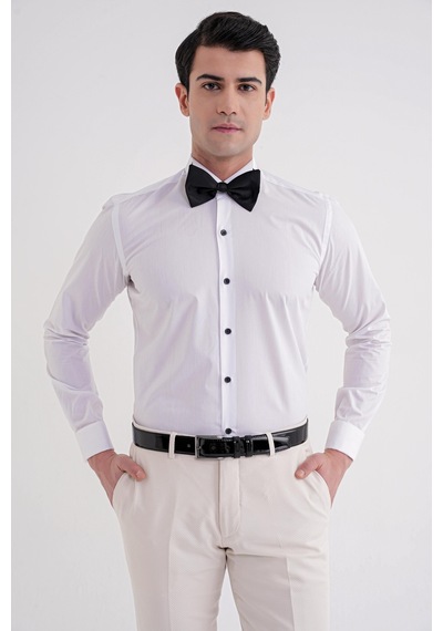 Gk 322 Slim Fit Beyaz Klasik Gömlek Beyaz