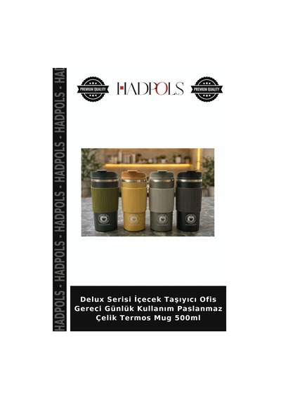 Delux Serisi İçecek Taşıyıcı Ofis Gereci Günlük Kullanım Paslanmaz Çelik Termos Mug 500ml Çok Renkli
