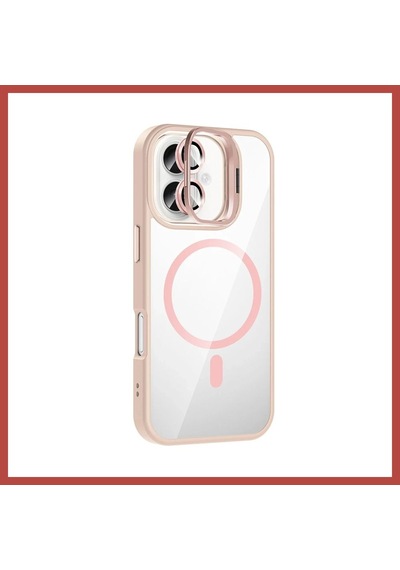 Erdo Ticaret Joko İphone 17 Remim Lensli Magsafe Standlı Kapak - Pembe Erdotıca