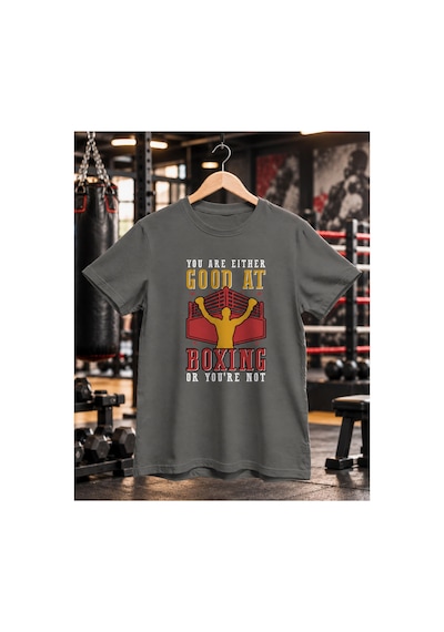 Segungear Goodatboxing Erkek Regular Fit Baskılı Spor Tişört Gri - 933506538 Gri