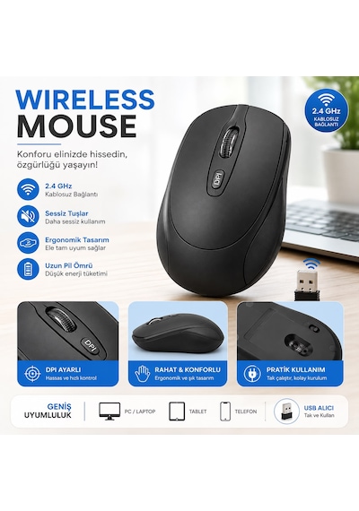 Casper Nirvana S200 16'' Uyumlu 3'lü Kablosuz Performans Seti Mouse Pad li Diğer
