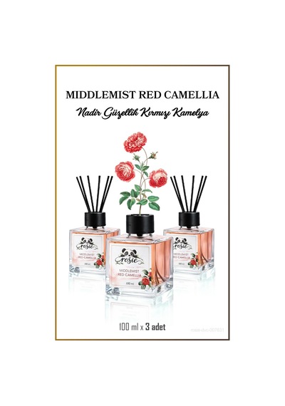 3'lü Middlemist Red Camellia Çubuklu Oda Kokusu 100 Ml Gül
