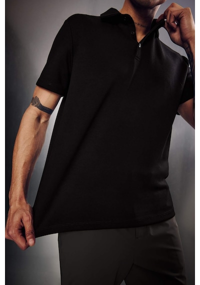 Defacto Defactofit Standart Fit Polo Yaka Sporcu Modal Kısa Kollu Tişört F9834ax25hsbk27 SIYAH