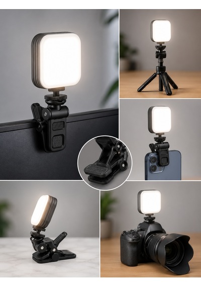 iPhone 11 Pro Uyumlu Mini Led Fill Light Telefon Kamera İçin Vlog Işığı Selfie Işığı Siyah