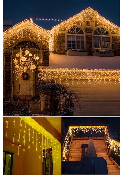 Trendpoint 4 Metre 8 Fonksiyonlu Perde Led 96 Ledli Saçaklı Kablolu Fişli 50 x 60 x 70 CM