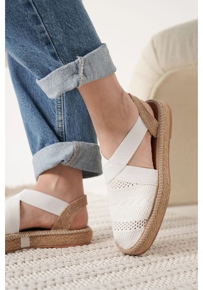 Trendella Kadın Beyaz Espadril Ayakkabı Tr19my01b Kırmızı