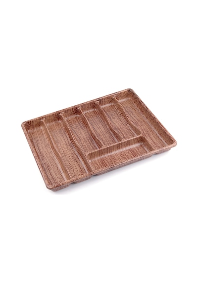 Büyük - Ahşap Renk - 7 Bölmeli Çekmece İçi Kaşıklık 50x37cm Ahşap