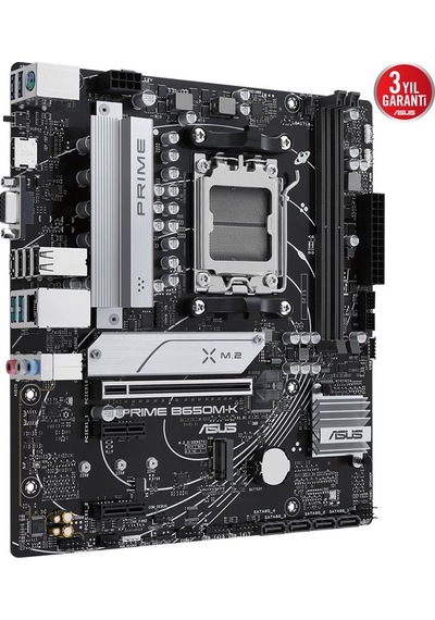 Asus Prıme B650m-k Ddr5 6400mhz 1xvga 1xhdmı 2xm.2 Usb 3.2 Matx Am5 Amd Am5 9000/8000/7000 Serileri İle Uyumlu 26620653