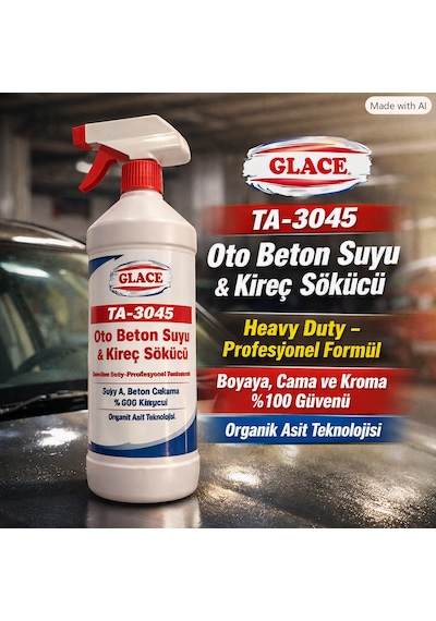 Ta-3045 Su Lekesi Ve Kireç Premium Oto & Ev Beton Suyu Ve Kireç Sökücü 1000 Ml 1 Litre Kireç Ve Su Lekesi Temizleyici - Parlak Yüzey Ve Camlar İçin Güçlü Formül