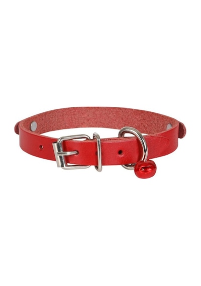 Cattie İsimlikli Deri Kedi Boyun Tasması L 1.2x25-29 CM Kırmızı