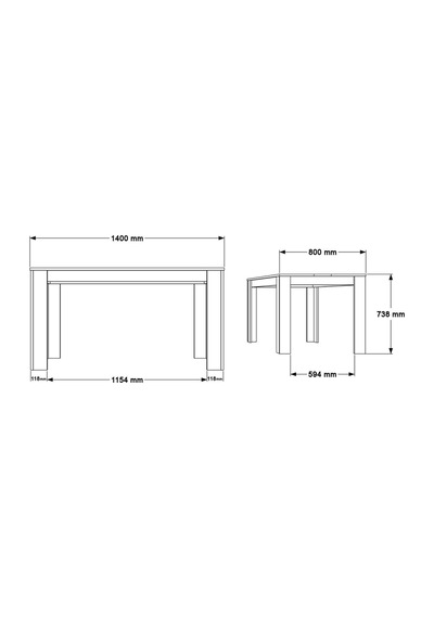 Aven Yemek Masası 140x80 Sepet-beyaz Ave22-sw Sepet Ceviz - Beyaz