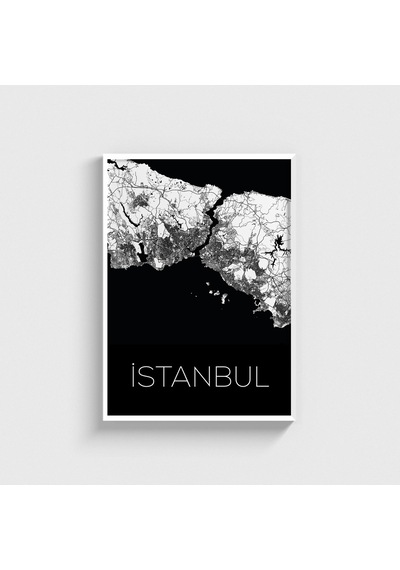 İstanbul Şehir Haritası Tablo Çerçeveli Poster Duvar Dekorasyonu Beyaz Çerçeveli Tablo Beyaz Çerçeveli Tablo Dn11d169beyaz
