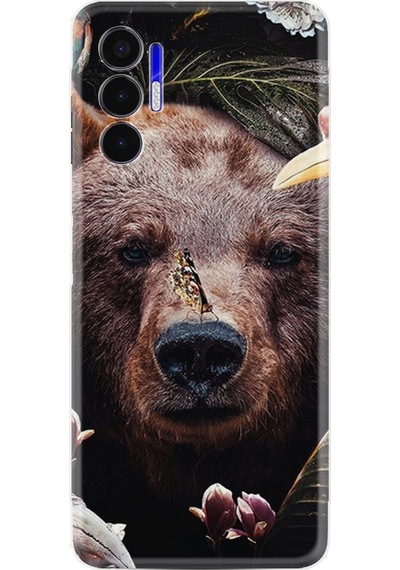 Tecno Pova 3 Kilif Resimli Silikon Flowers Bear 1337 566389809