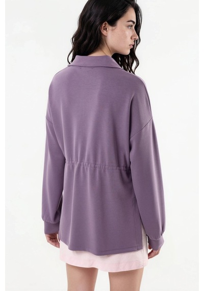 Hiccup Busem Beli Ayarlanabilir Fermuarlı Yaka Sweatshirt Mor