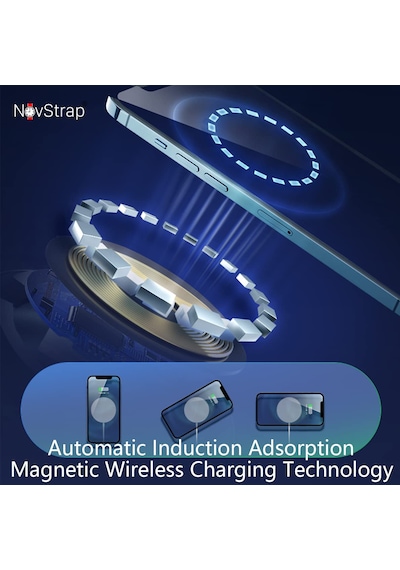 NovStrap Apple Uyumlu iPhone 14 13 12 11 Pro Max Mini Magsafe Şarj Aleti Aygıtı Kablosuz Manyetik Type C