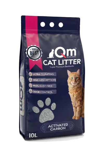 Qm Aktif Karbonlu Süper Premium Bentonit Kedi Kumu 10 L