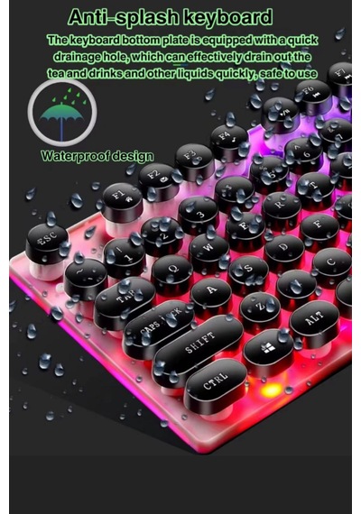 Rgb Işıklı Usb Kablolu Klavye Mouse Seti Ultra Slim Suya Dayanıklı Klavye Mause Seti Diğer