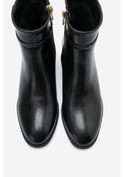Luvi Shoes Premy Siyah Cilt Tokalı Kadın Bot