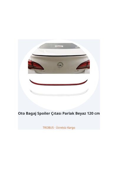 Trobus Oto Bagaj Spoiler Çıtası Parlak Beyaz 120 Cm