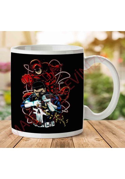 1-2164 Team Up Daredevil Punisher İki Tarafı Baskılı Kupa Bardak.jpg