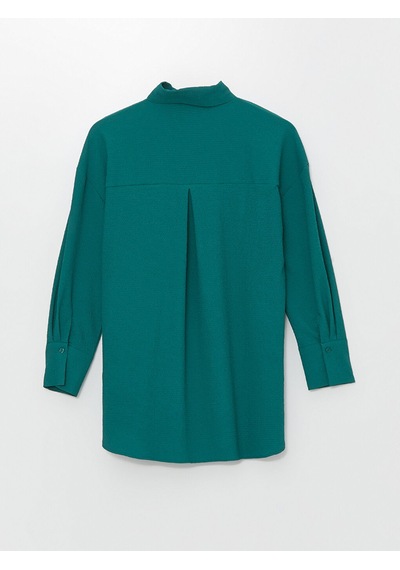 Lcw Modest Yeşil Düz Uzun Kollu Oversize Gofre Kadın Gömlek