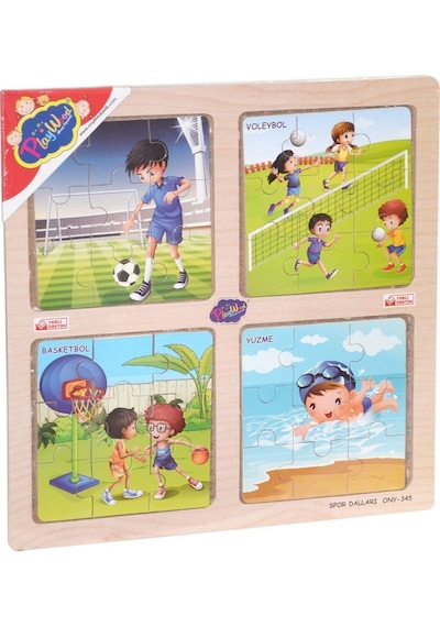Ony-343-344-345-346 Ahşap Eğitici 4'Lü Puzzle -Onyıl