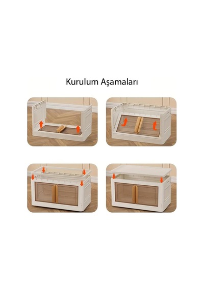 Sunup Sn-25884 32l Katlanabilir Plastik Saklama Kutusu Renkli Kapaklı Tekerlekli