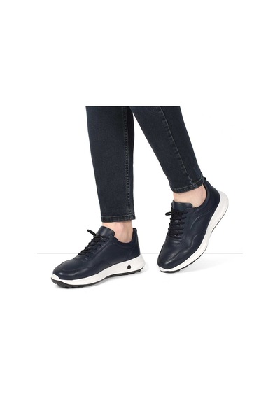 Erkek Lacivert Bağcıklı Kalın Tabanlı Sneaker